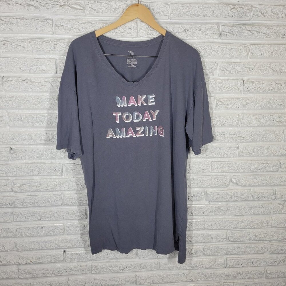 Secret Treasures Womens Pajama Top L XL Make Today Amazing Gray Glitter GRA59E